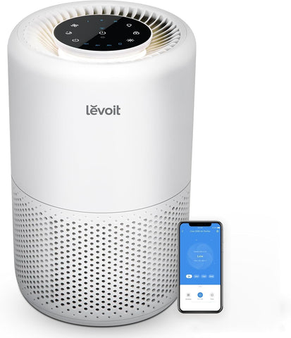 Levoit Core 200S-P air purifier in a bedroom improving air quality