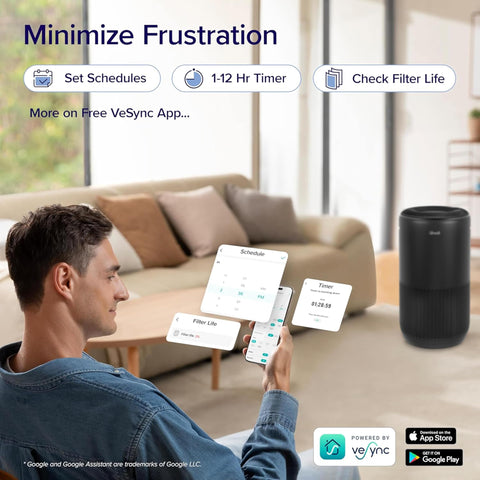 Levoit Core 400S-P pet allergy filter captures fur and related odors.