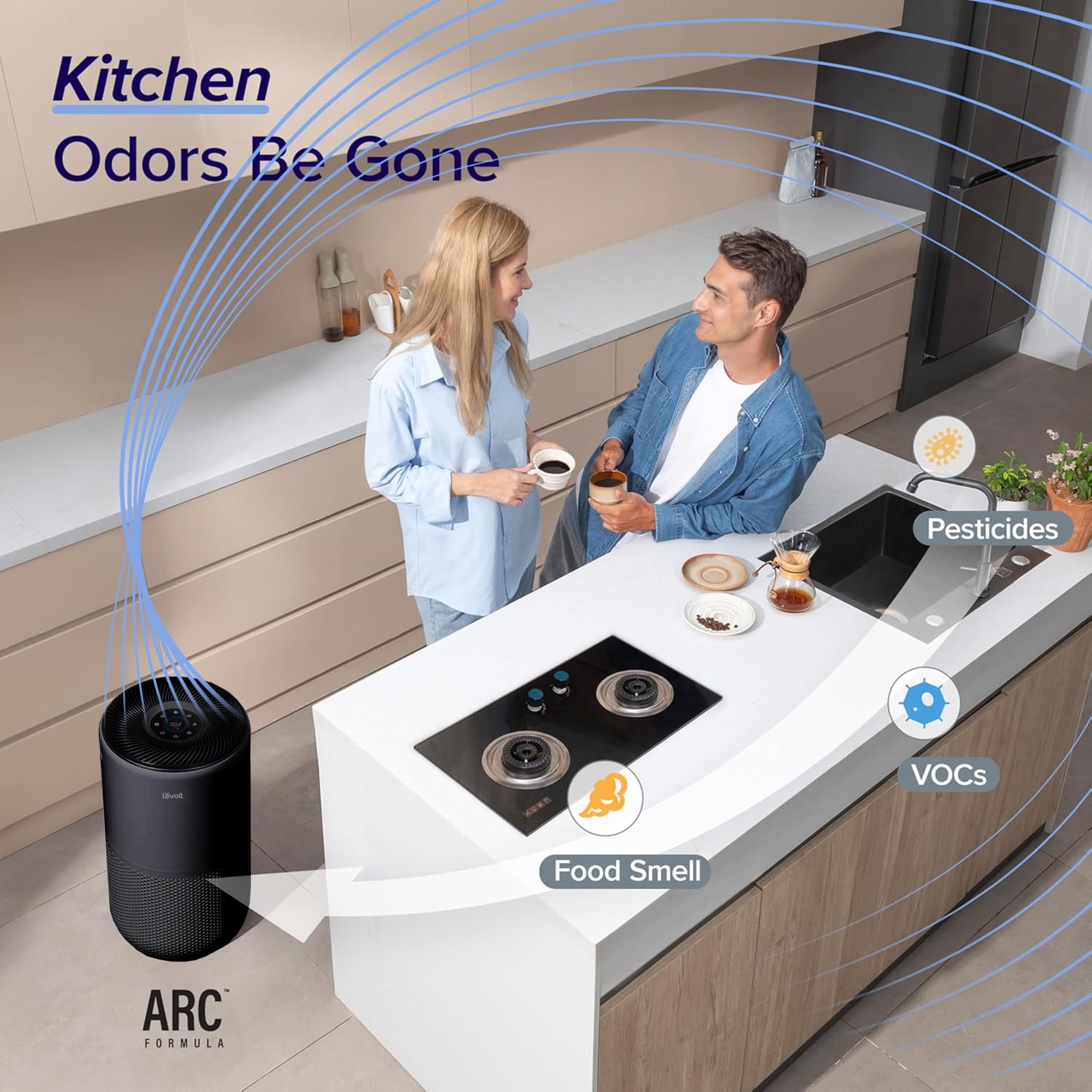 Levoit Core 400S-P responds to voice commands via Alexa and Google Assistant.