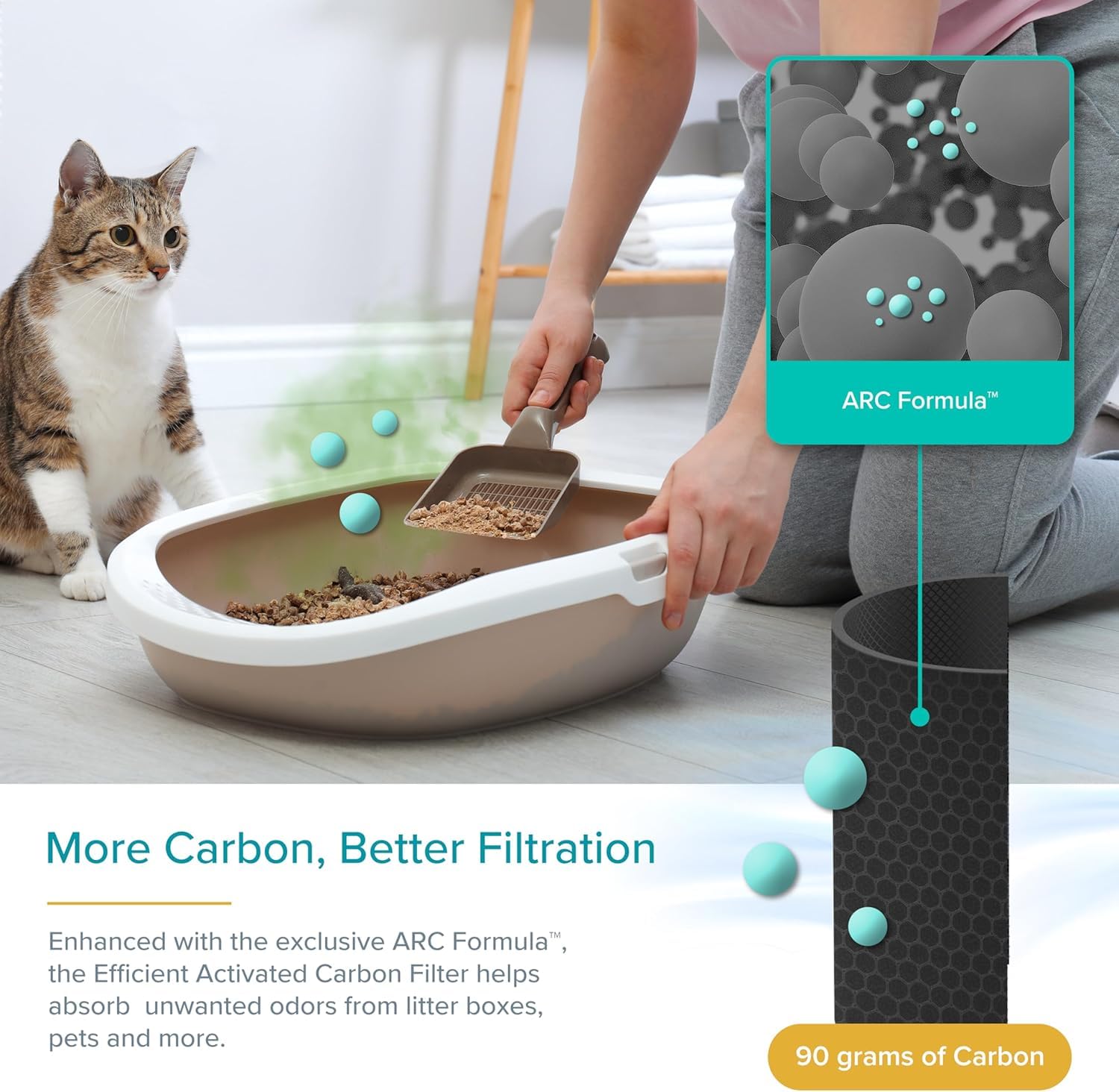Levoit Core P350-P pre-filter traps debris before it hits furniture