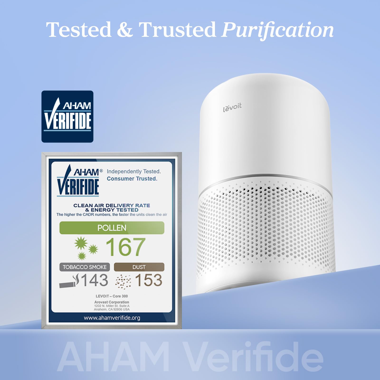 LEVOIT Core300-P top panel display demonstrating easy night-time control