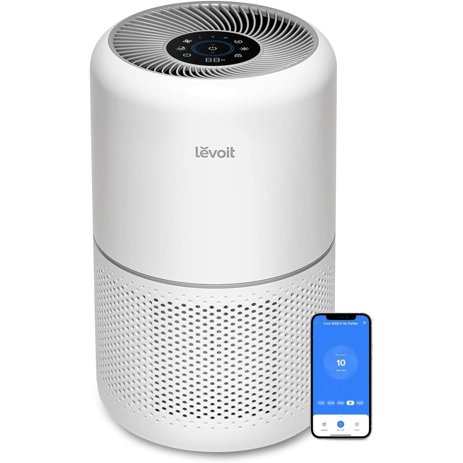 LEVOIT Core300S-P air purifier front view for a clean bedroom with quiet operation