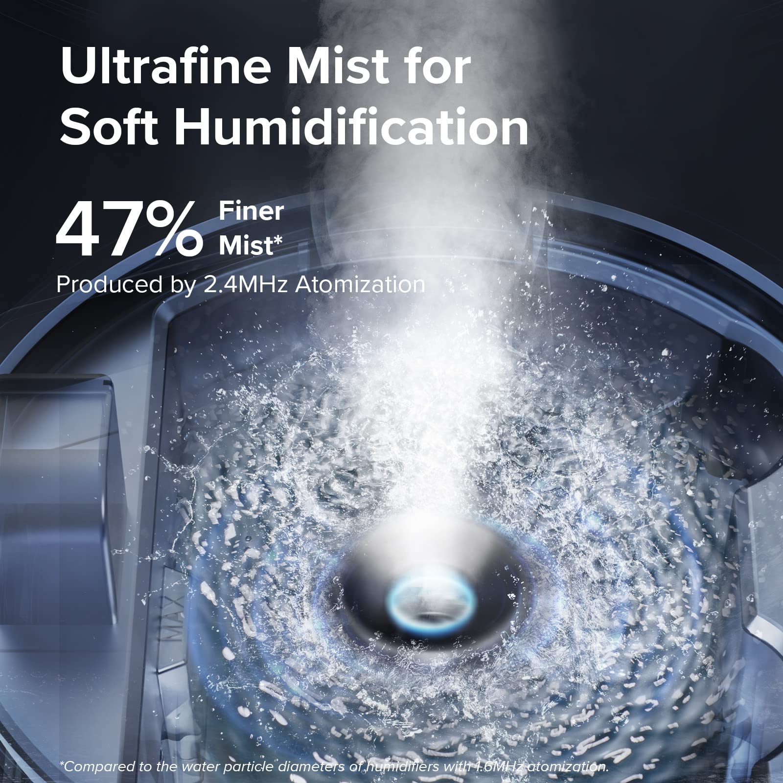 LEVOIT Dual 150 360° nozzle directing mist across a room