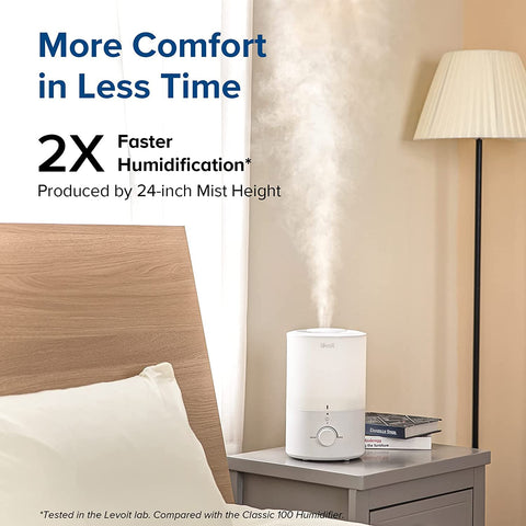 Levoit humidifier 360° nozzle distributes moisture evenly across the room