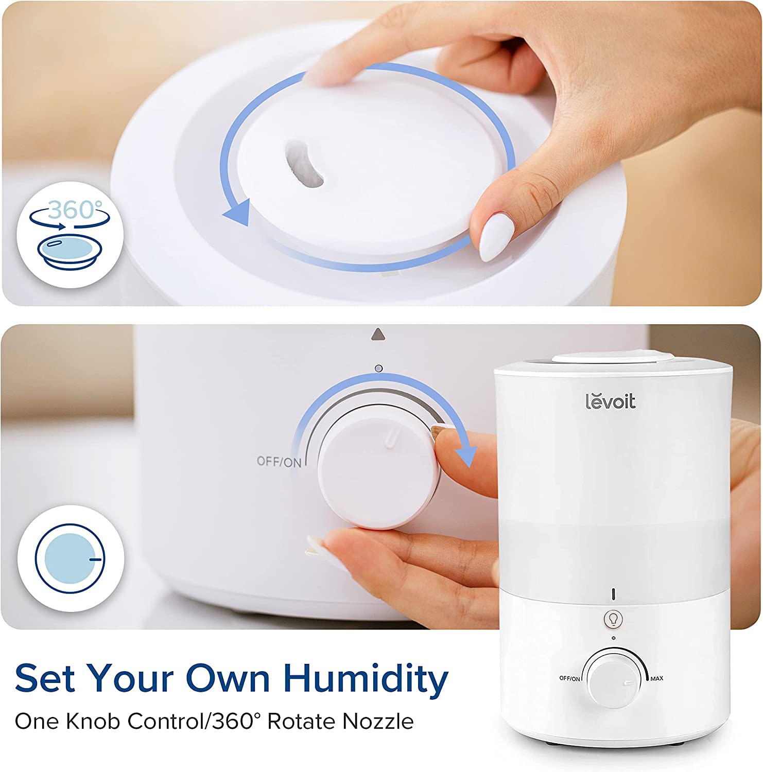 Levoit humidifier suitable for large living spaces maintaining comfortable humidity