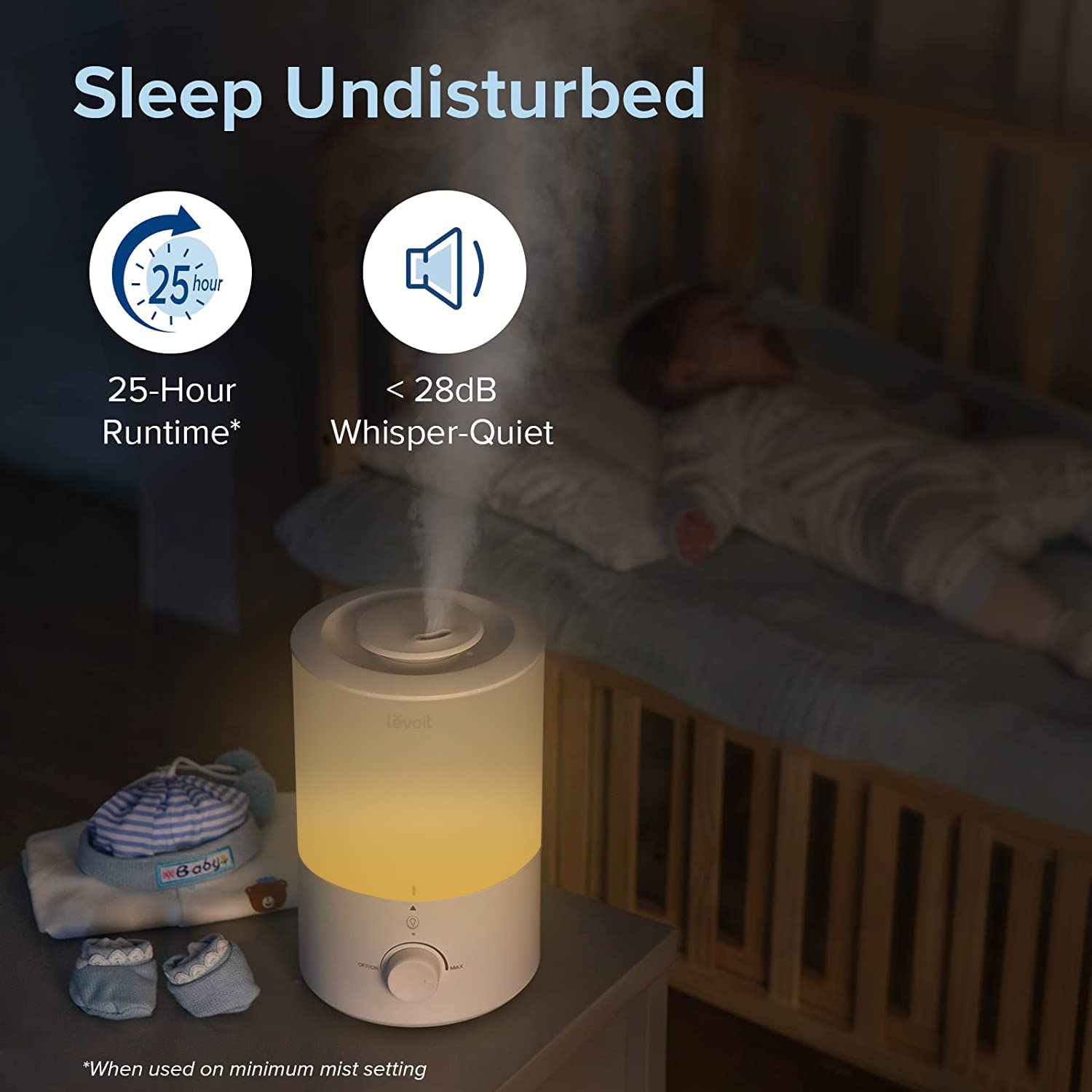 Levoit humidifier top-fill design prevents spills during refills