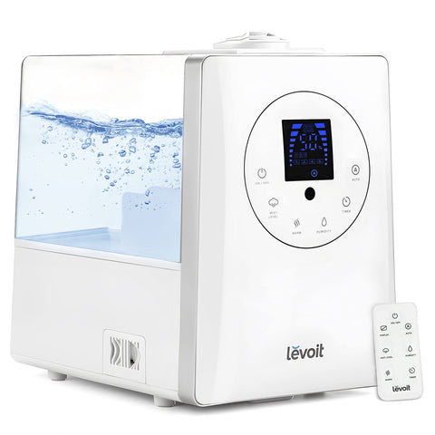 LEVOIT Hybrid Humidifier 6L tank for large rooms delivers long-lasting moisture.