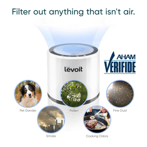Levoit LV-H132 in a bedroom for quiet, clean air during rest.