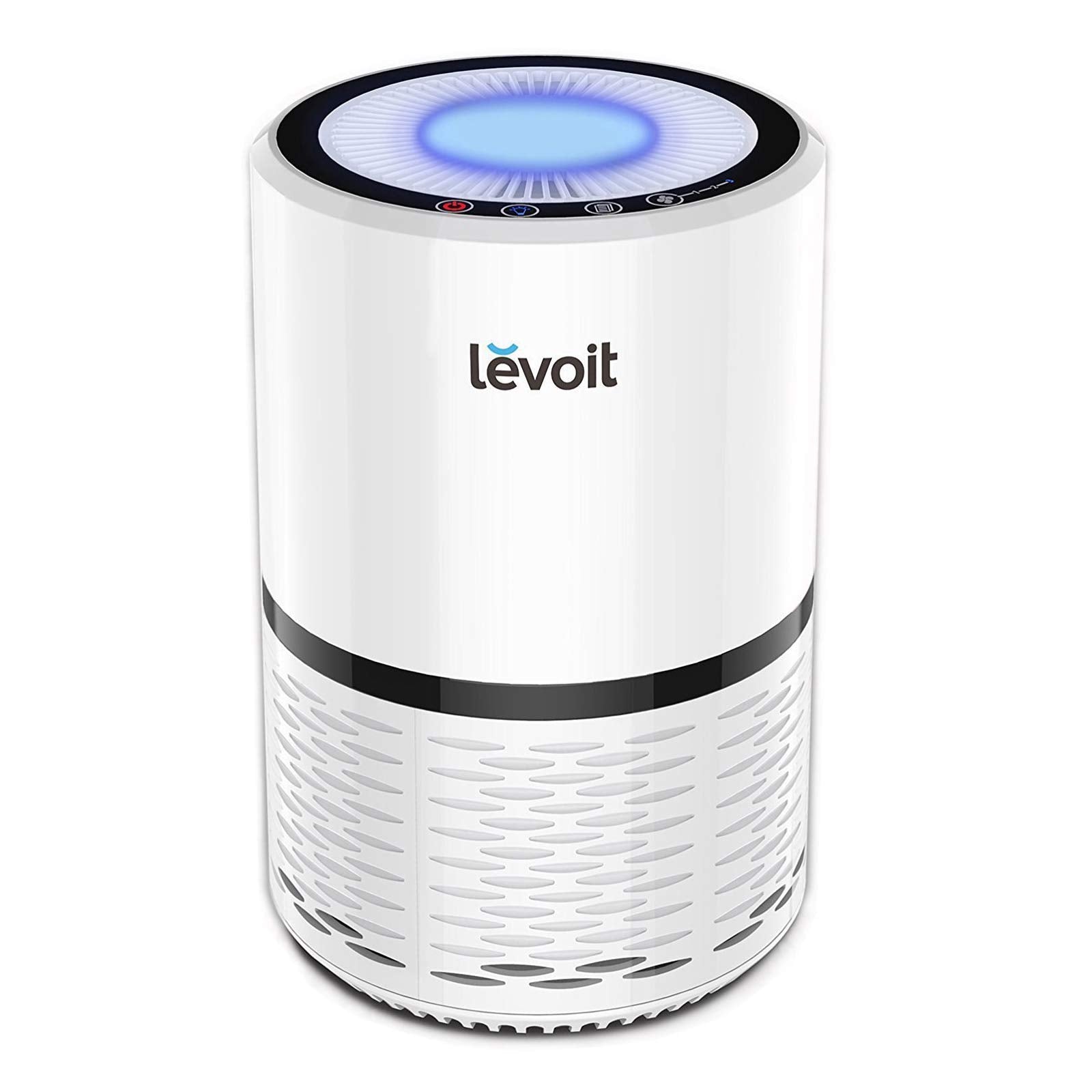 Levoit LV-H132 purifier close-up showing compact design for small spaces.