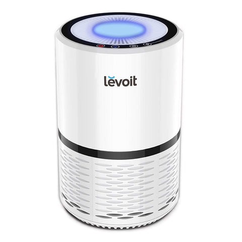 Levoit LV-H132 purifier close-up showing compact design for small spaces.