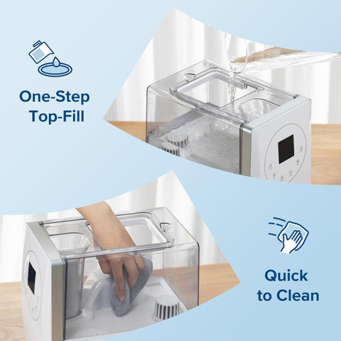 Warm mist output from LV600S highlighting faster room comfort