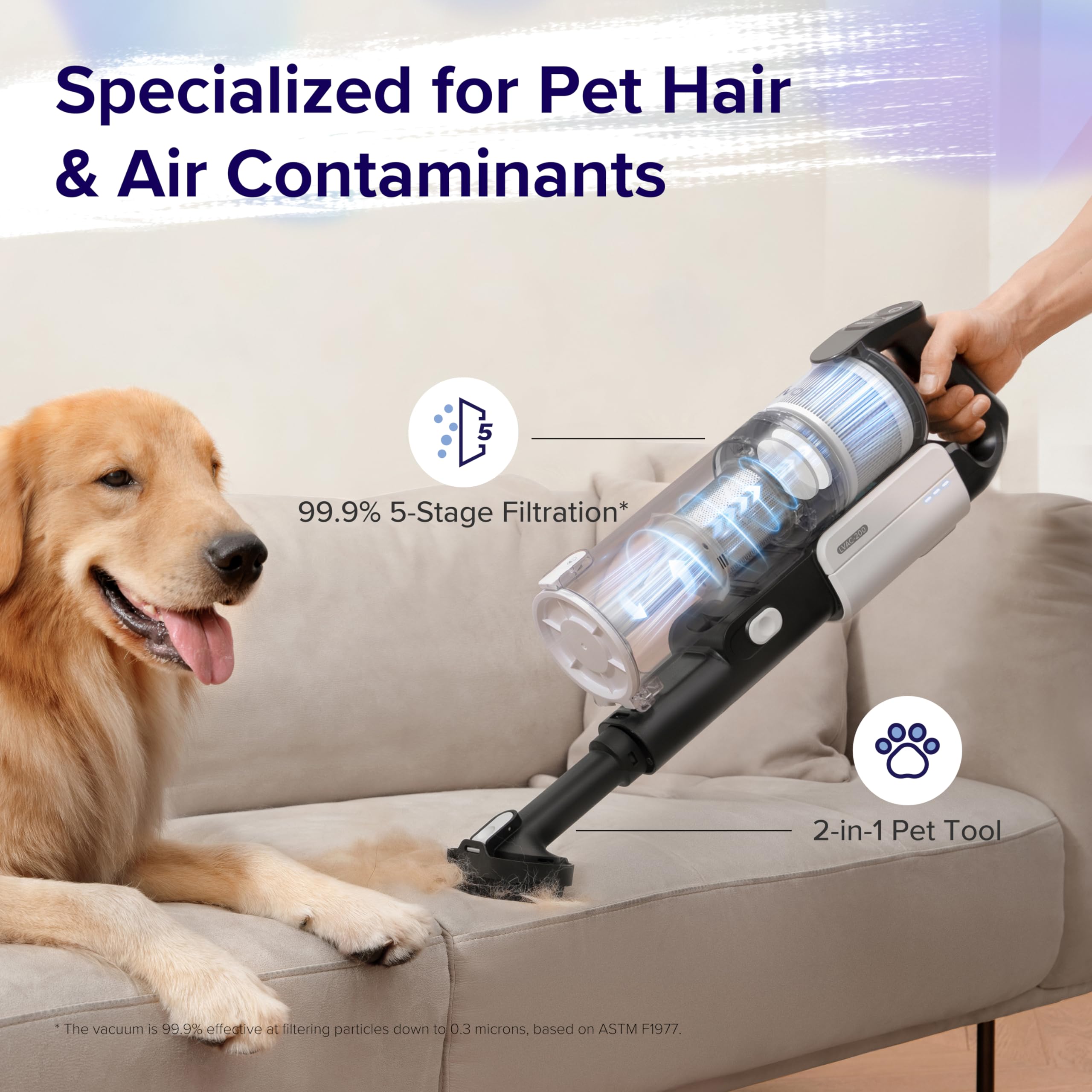 LEVOIT LVAC-200 washable filters extend use and maintain suction.