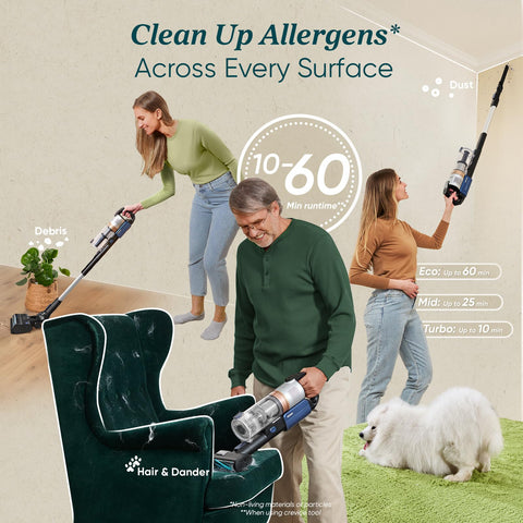 LEVOIT LVAC-300 mini motorized brush tackles upholstery and pet hair.