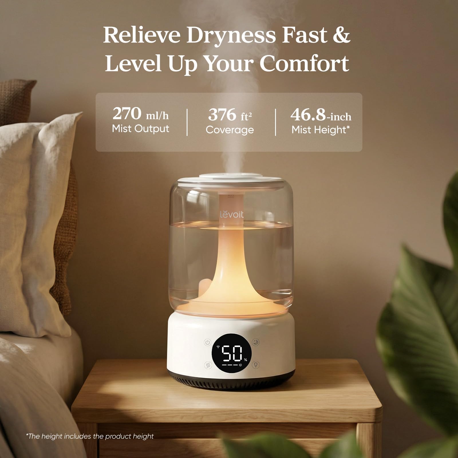 LEVOIT 450S with 4.2L tank for long-lasting humidity in large rooms