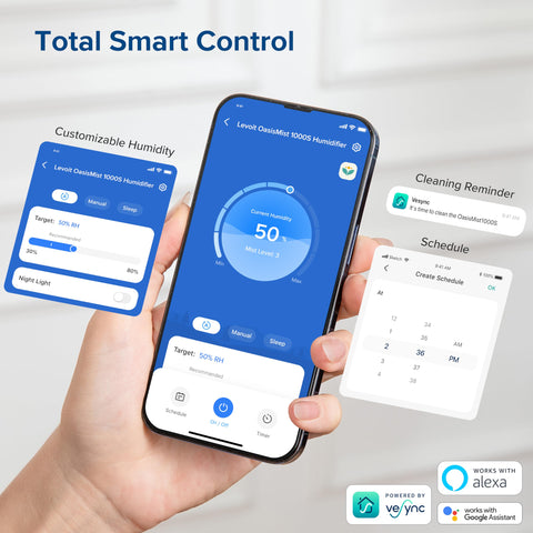 LEVOIT OasisMist 1000S auto mode adapts humidity automatically