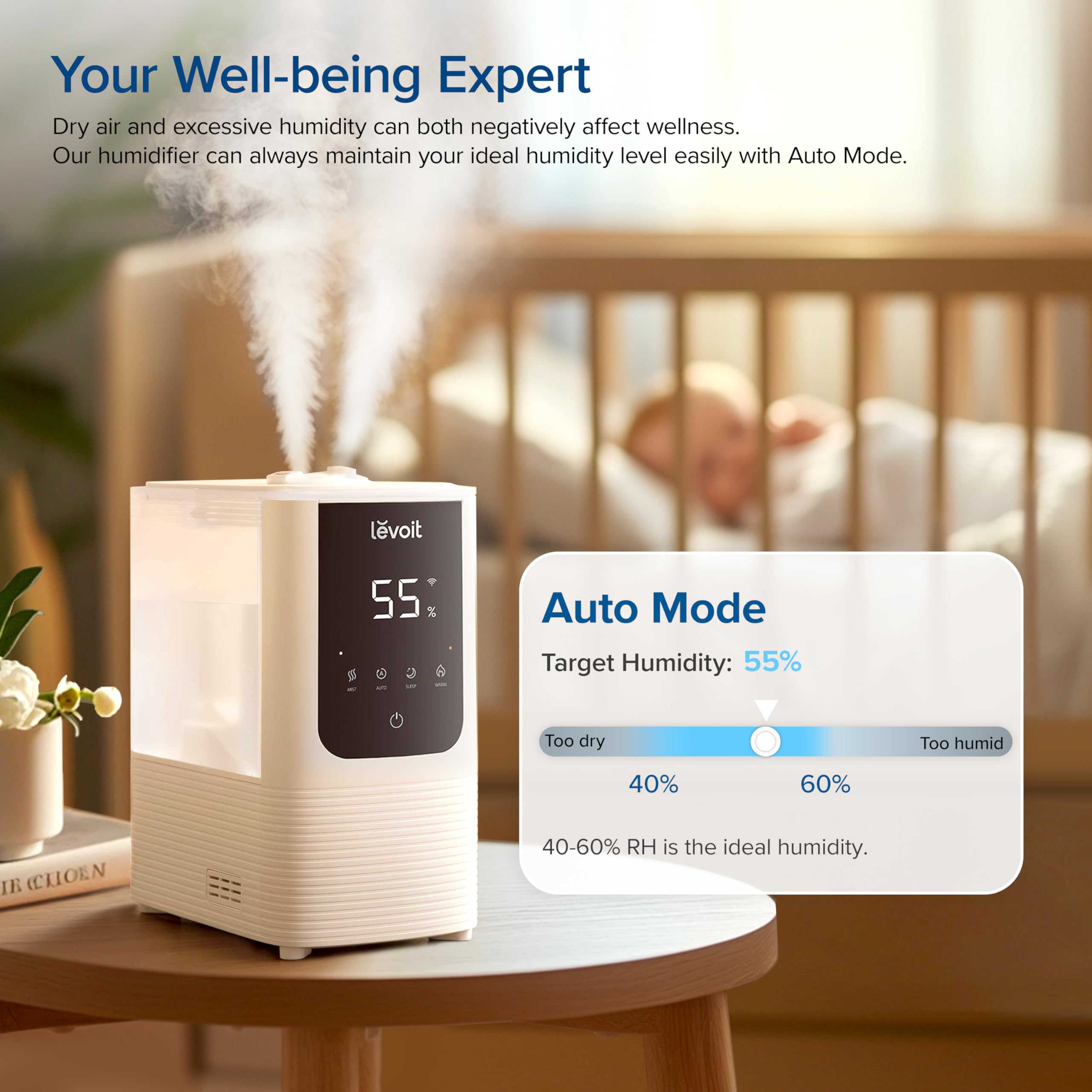 LEVOIT OasisMist aroma pad enables soothing aromatherapy.