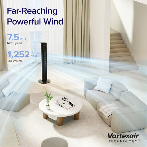 LEVOIT tower fan base shown for stable, reliable cooling