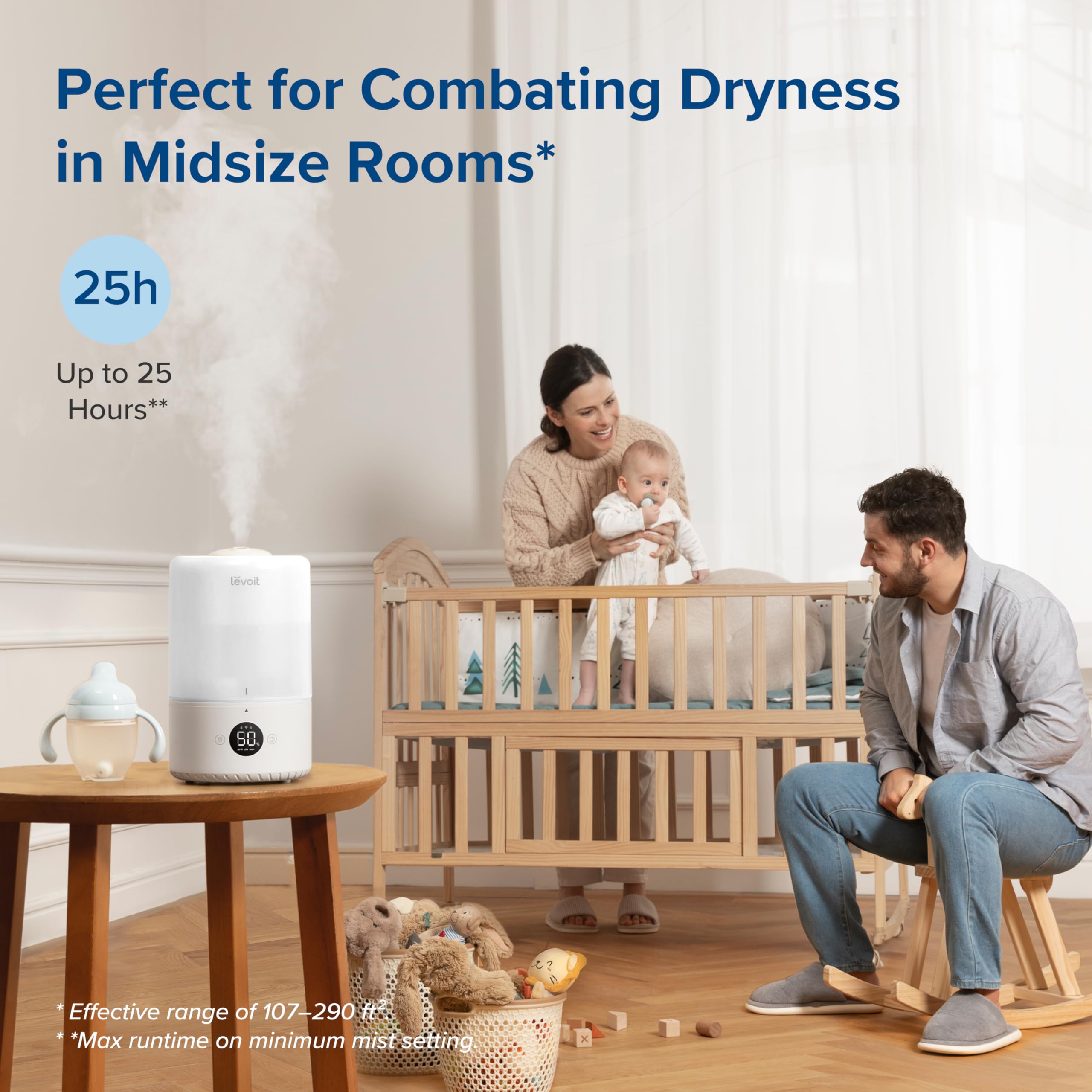LEVOIT BPA-free materials in nursery setup ensure baby-safe use.