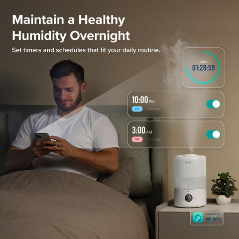 LEVOIT ultra-quiet operation for peaceful nights and minimal disruption.