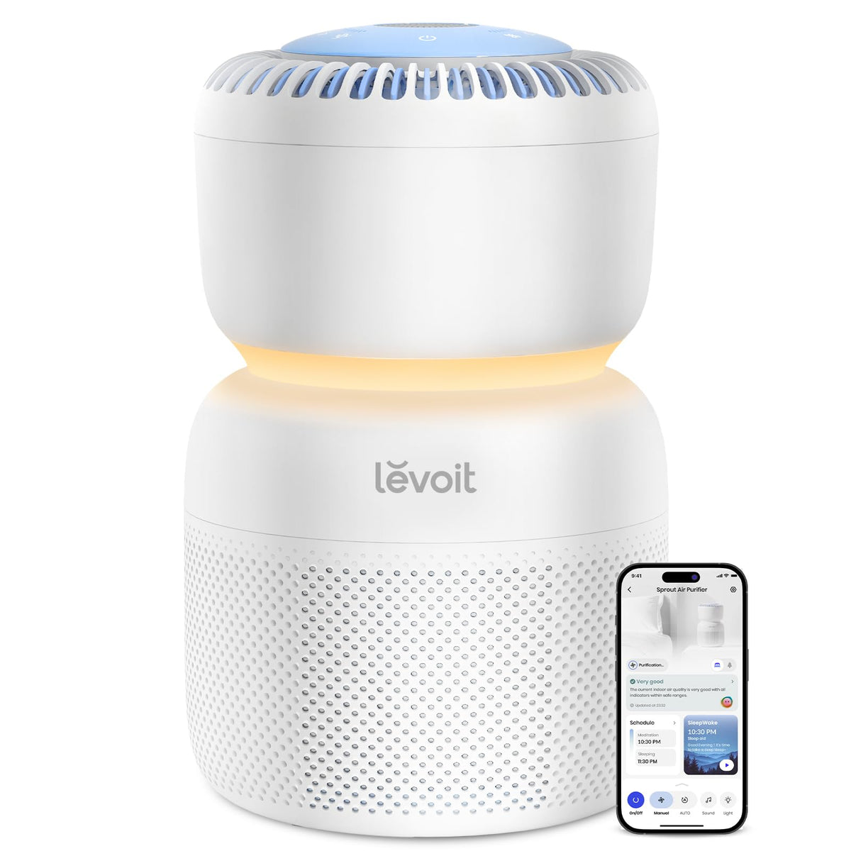 LEVOIT Sprout front view, compact purifier for cleaner bedroom air