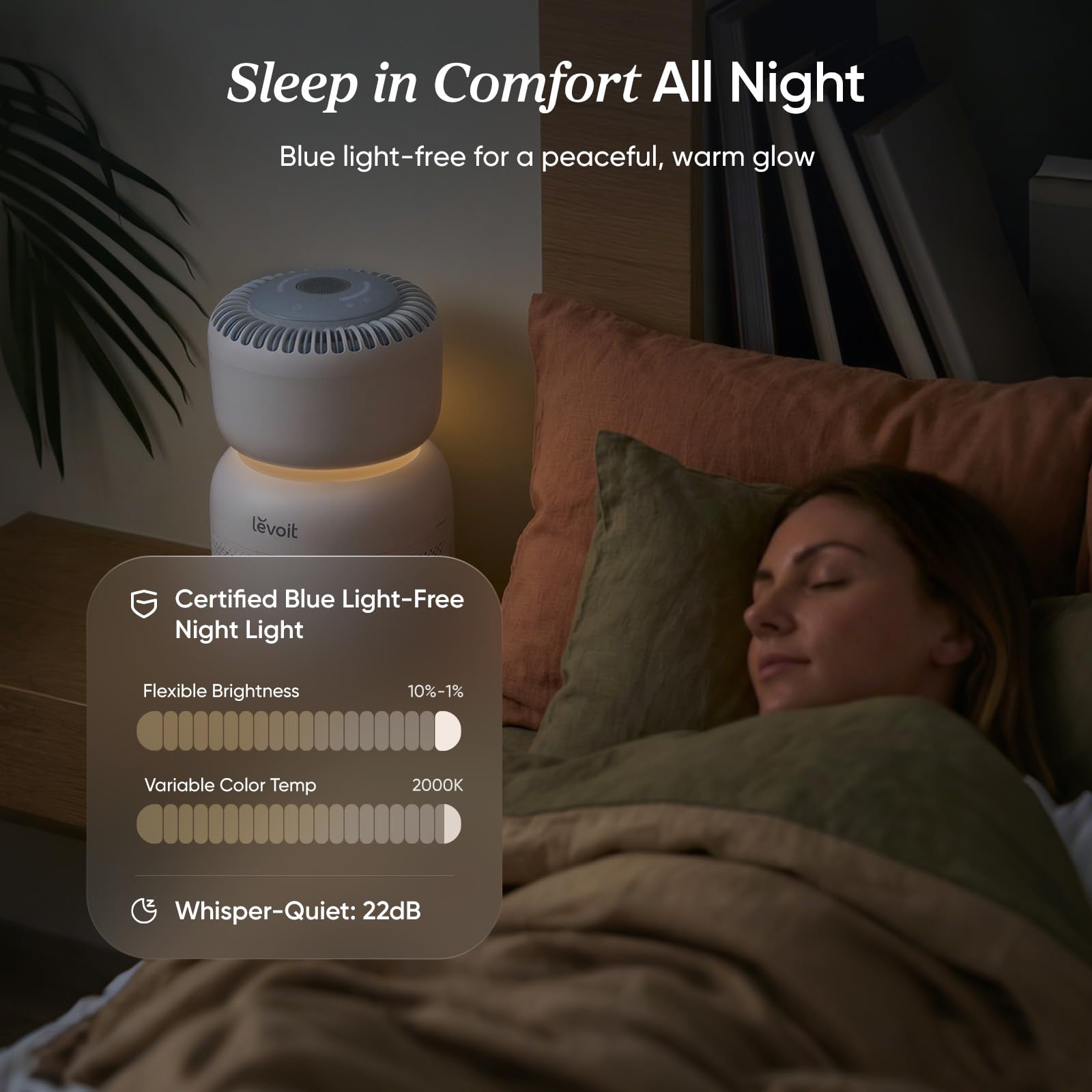LEVOIT Sprout blue night light provides gentle glow