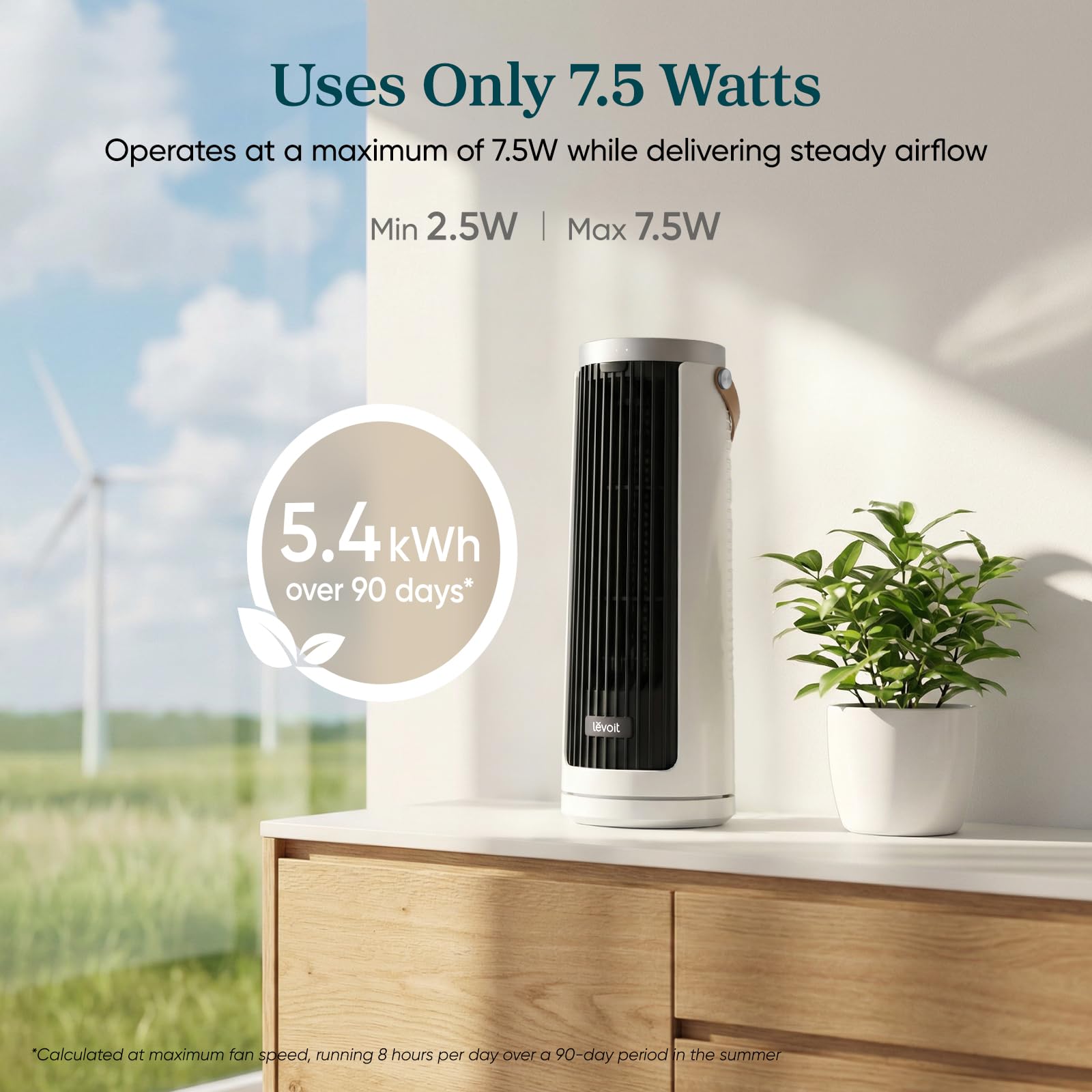 LEVOIT 3-angle oscillation directs breeze exactly where needed.