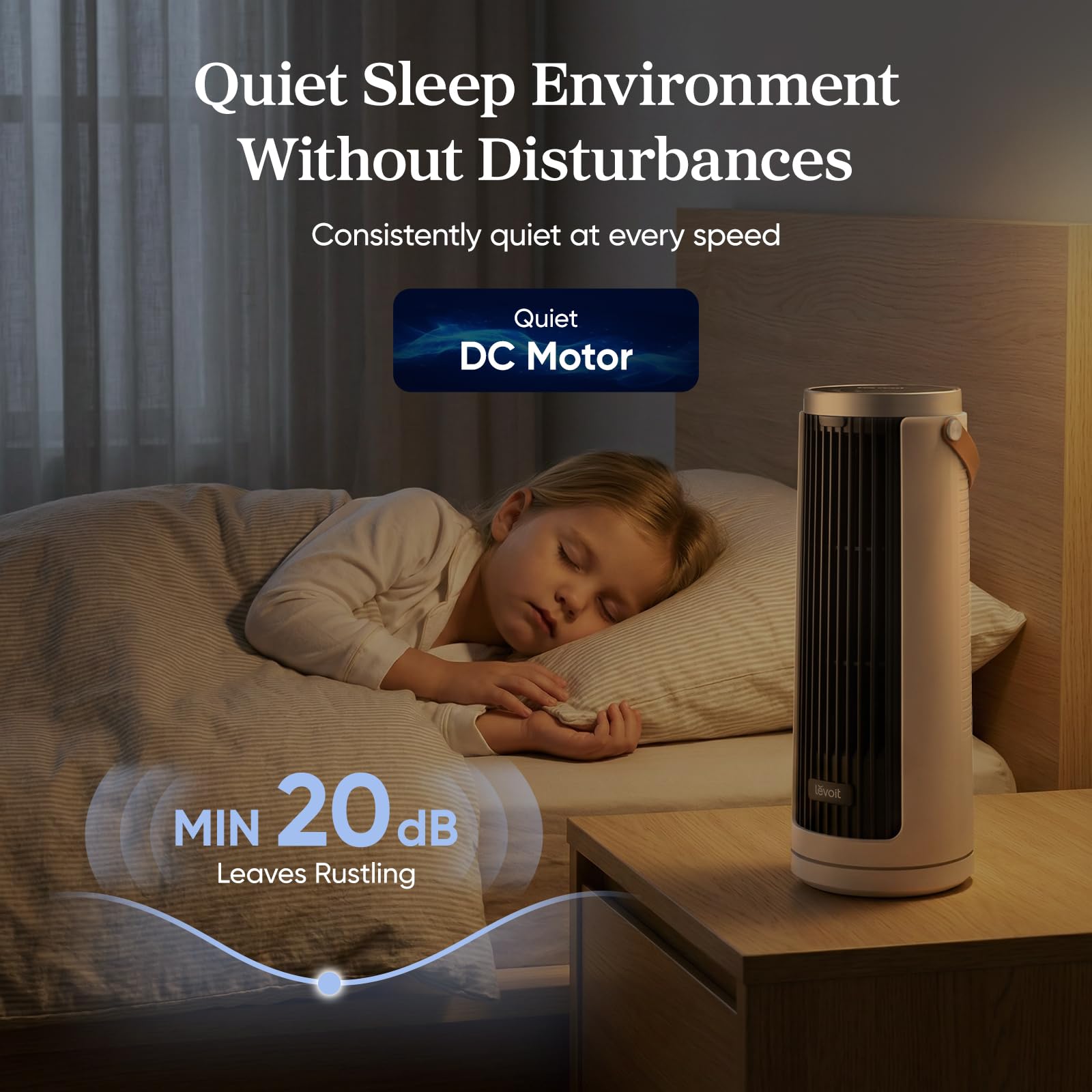 LEVOIT airflow up to 23 ft per second for focused cooling.