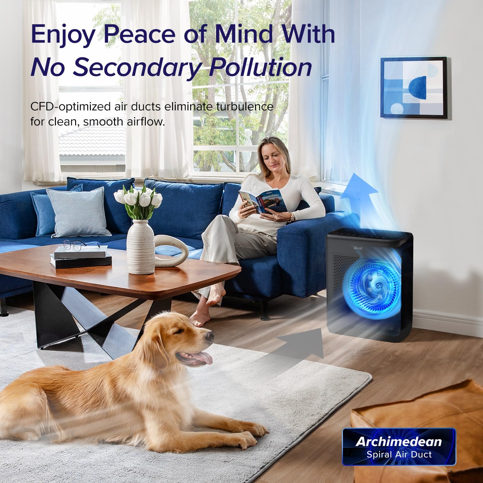 LEVOIT Vital 200S-P VeSync app display for real-time air quality and remote control.