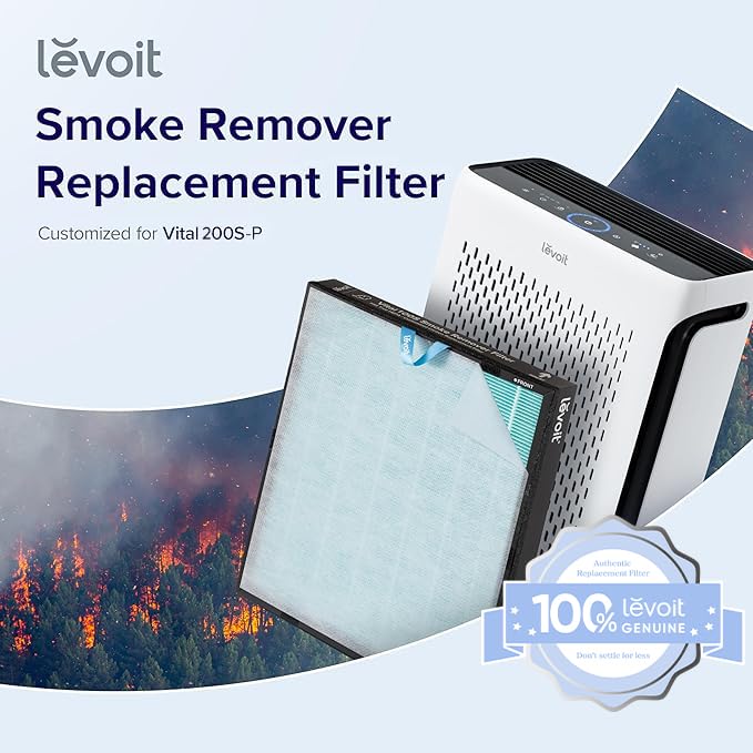 LEVOIT Vital 200S-P filter close-up showing activated carbon layer for odor control.