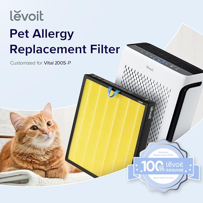 Levoit Vital 200S-P Pet Allergy filter front label highlights pet-friendly filtration.