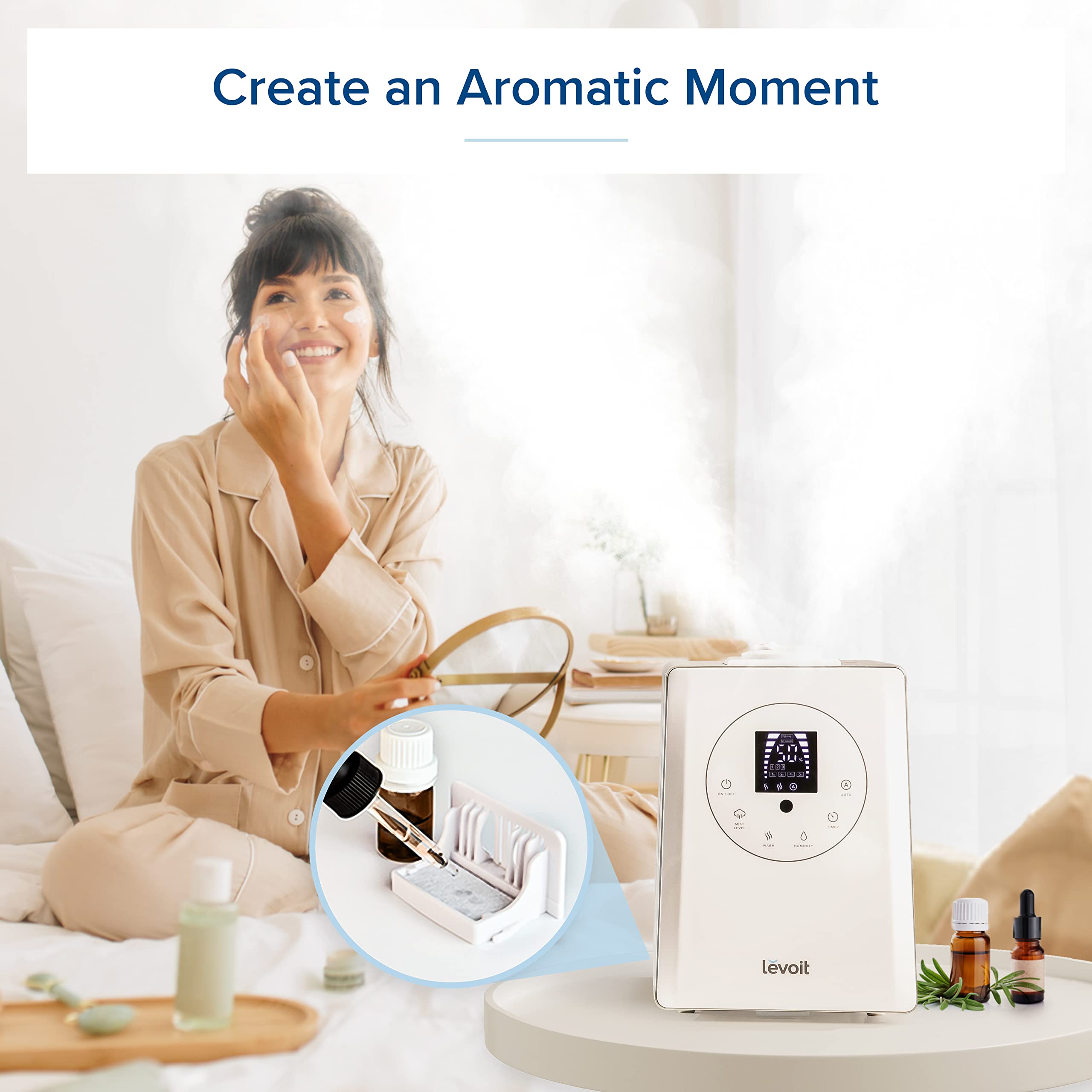 LEVOIT whisper-quiet operation supports peaceful nighttime use.
