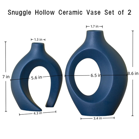 Levvohd Snuggle Hollow short navy vase suitable for desk decor.