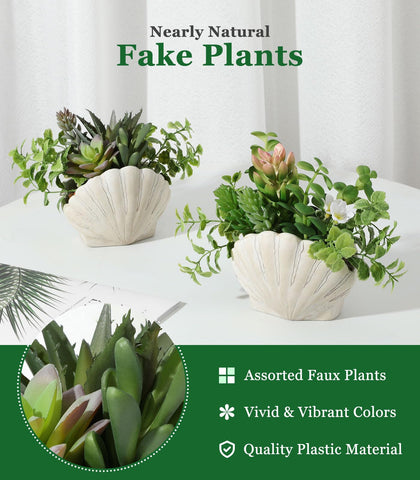 Lewondr assorted faux succulents close-up shows vibrant color and lifelike detail.