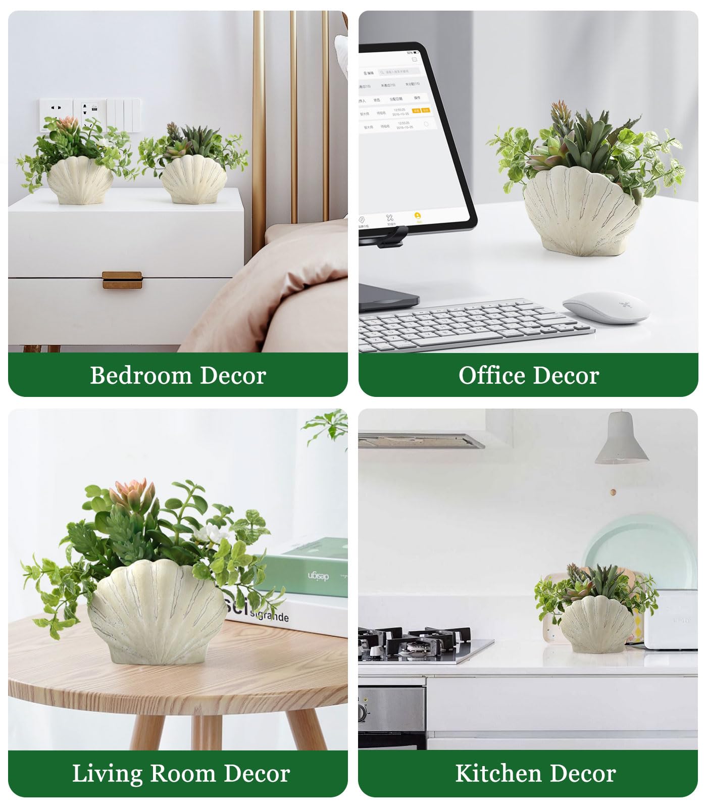Lewondr desk and bookshelf decor 2-pack greenery brightens small spaces.