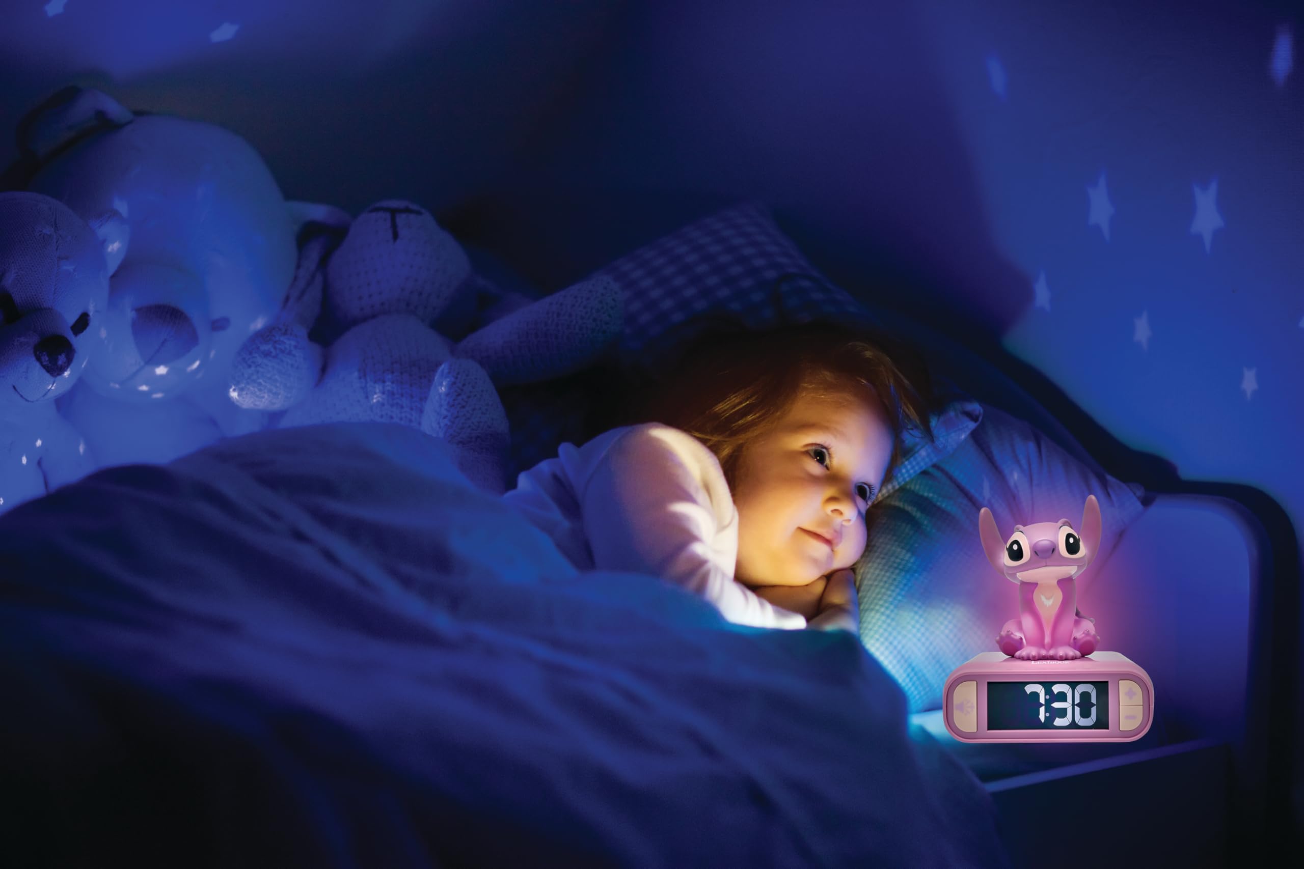 Lexibook Stitch sounds and melodies offer gentle wake-up options.
