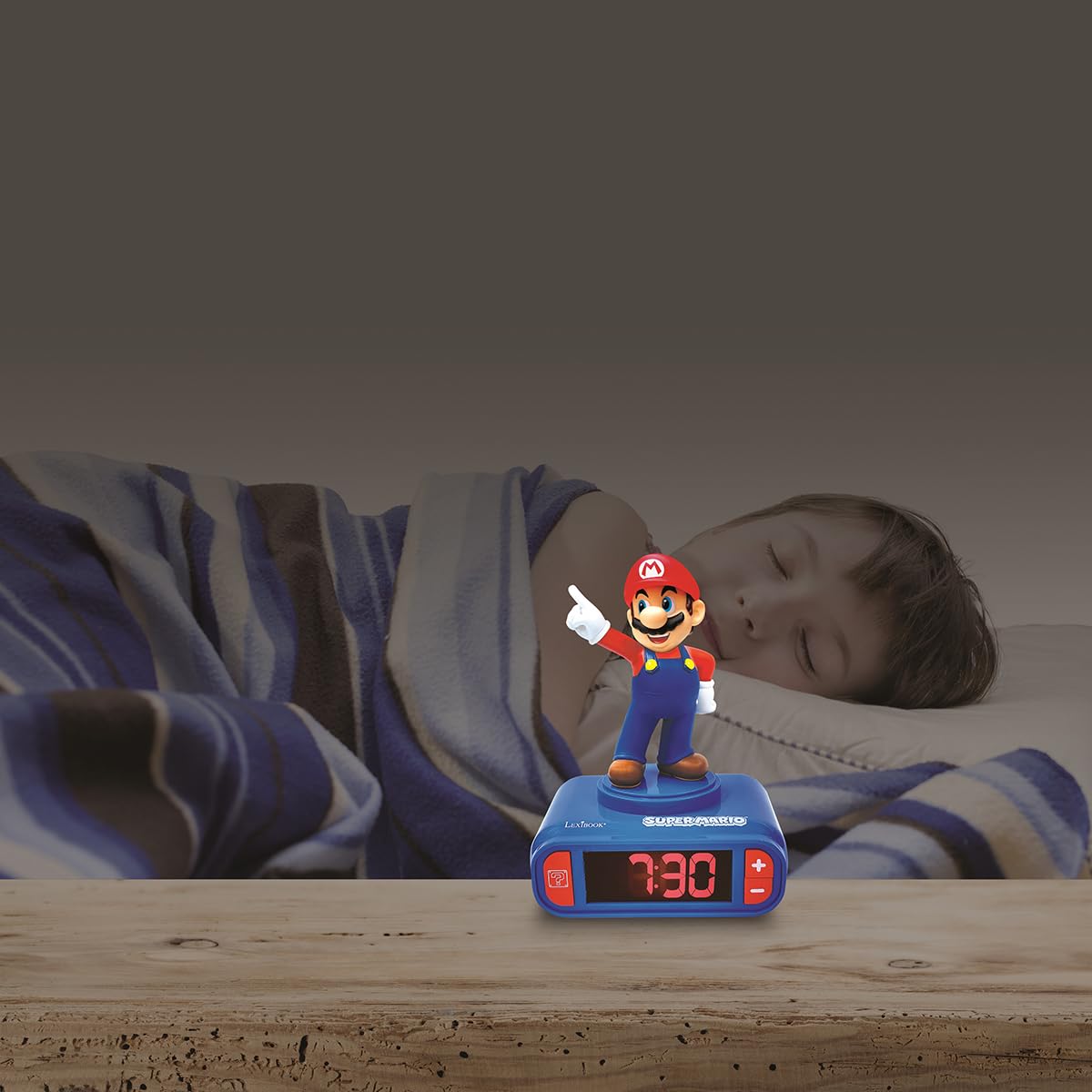 Lexibook Mario LCD backlit screen for clear, sleep-friendly display.