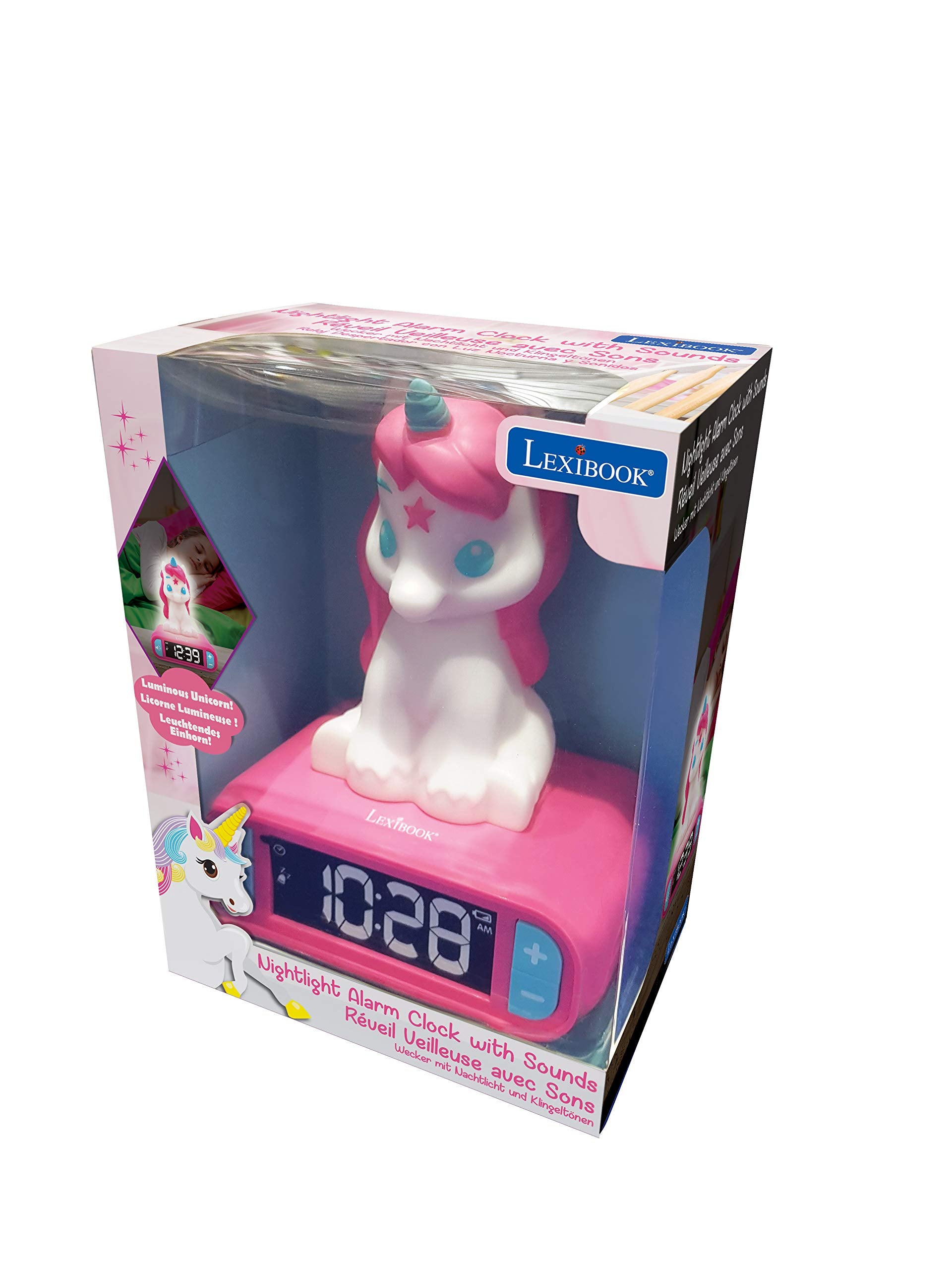 LEXiBOOK Compact Unicorn Clock dimensions suitable for bedside setup