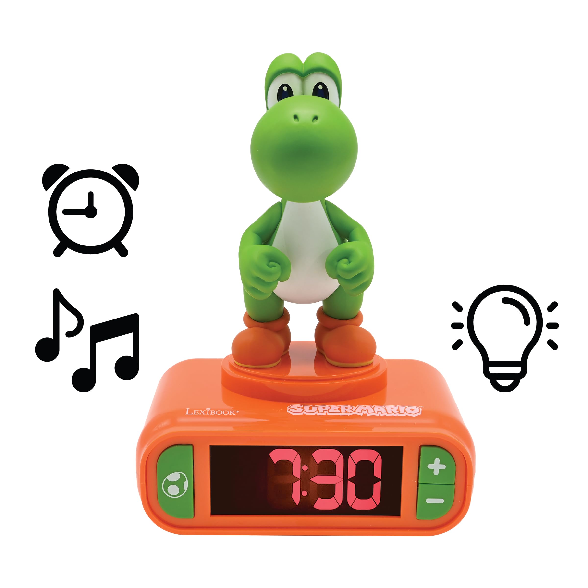 LEXiBOOK Yoshi nightlight showing dimmed LCD for restful night