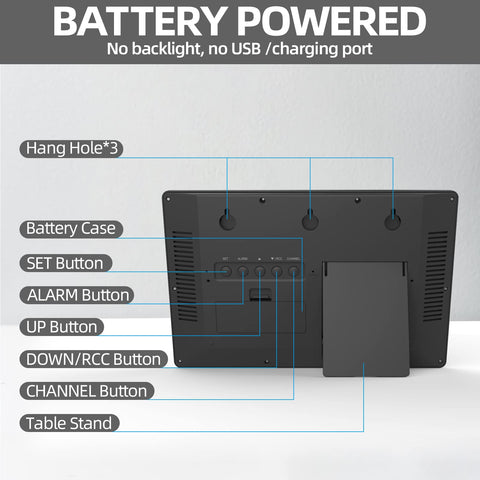 LFF Atomic Clock battery compartments show simple power with AA/AAA batteries.