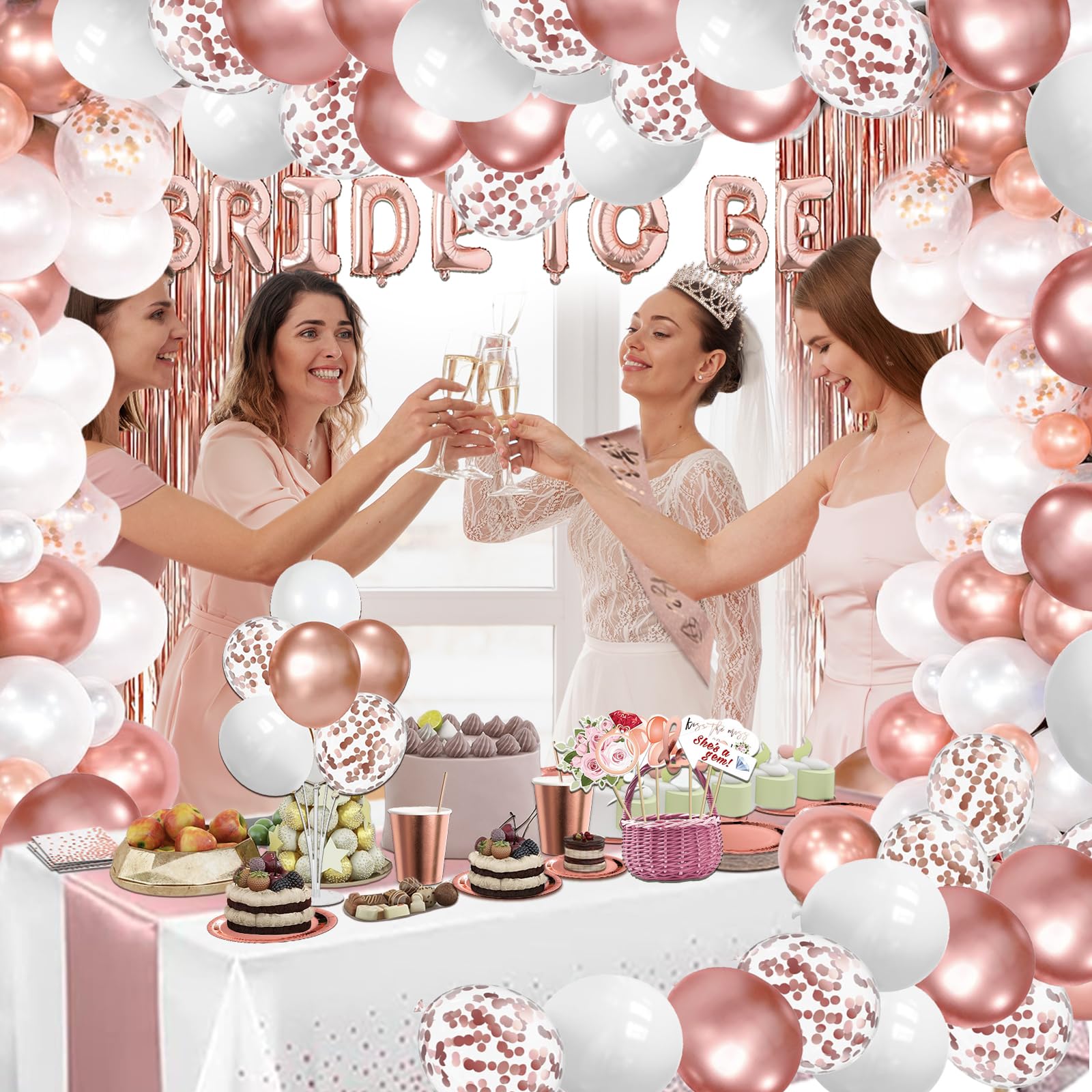 LFSTGN tiara, sash, and veil complete the bridal look with flair