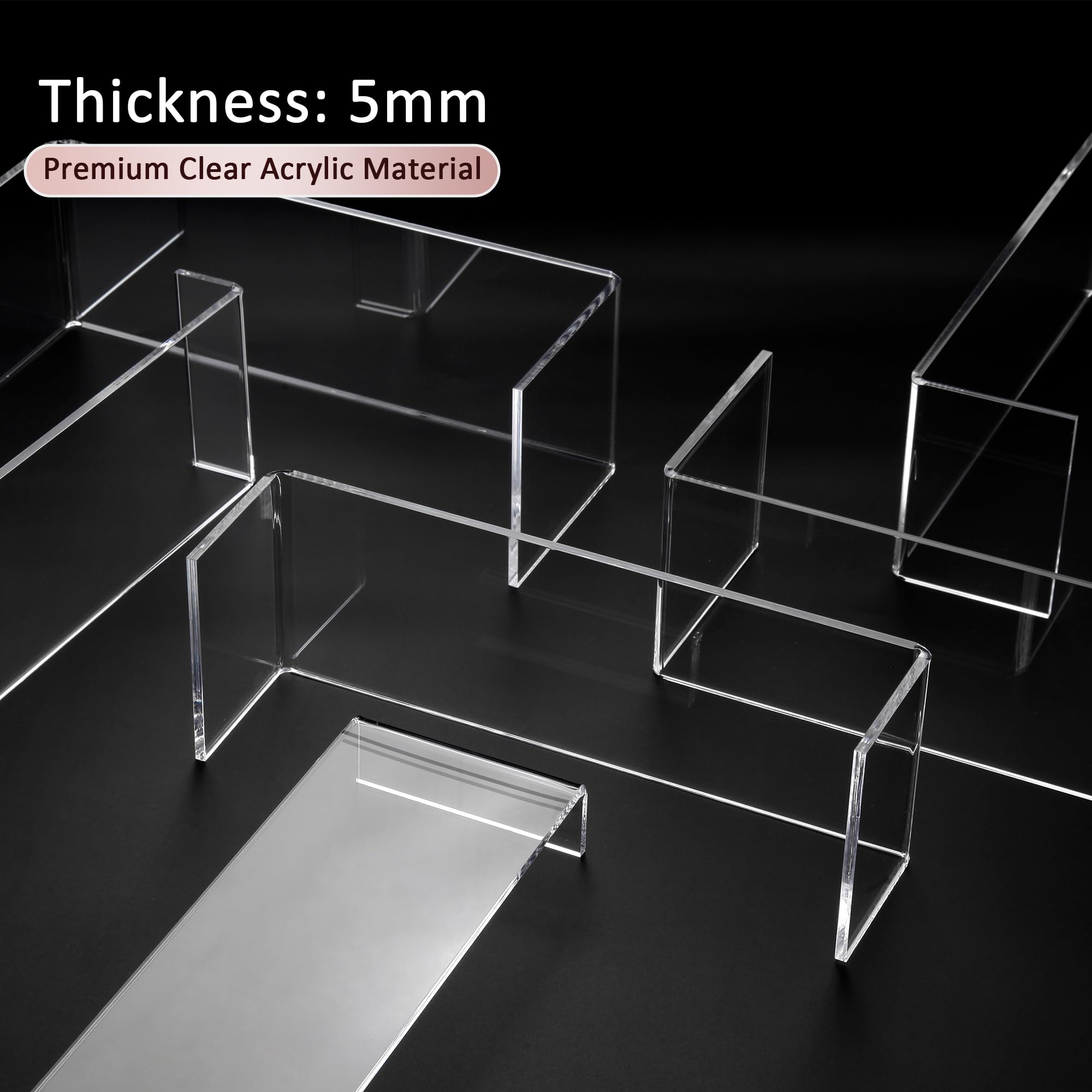 LFTYTUO medium rectangular acrylic display riser pair ideal for mid-size figures.