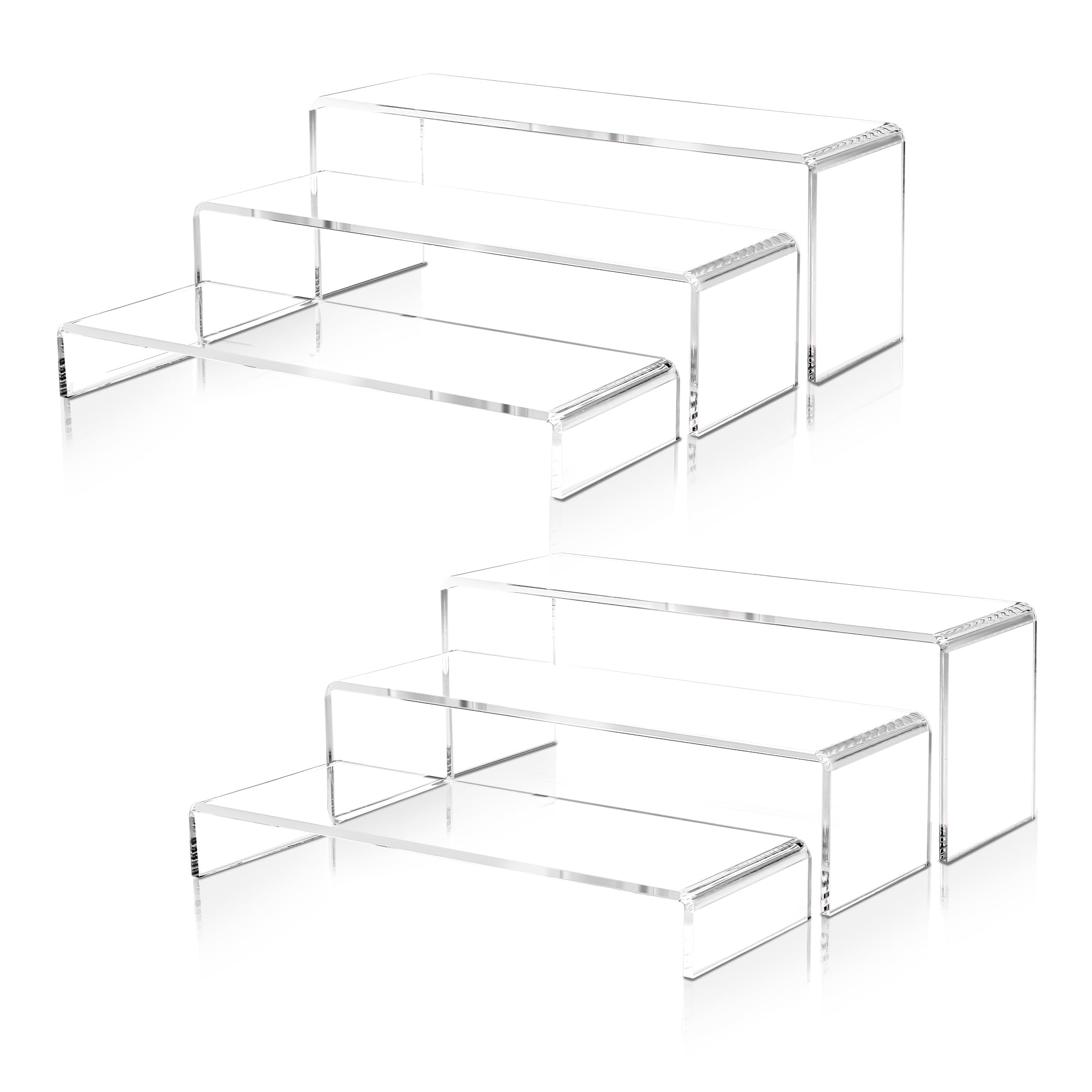 LFTYTUO small rectangular acrylic display riser pair for compact collectibles.
