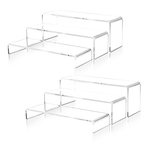 LFTYTUO small rectangular acrylic display riser pair for compact collectibles.