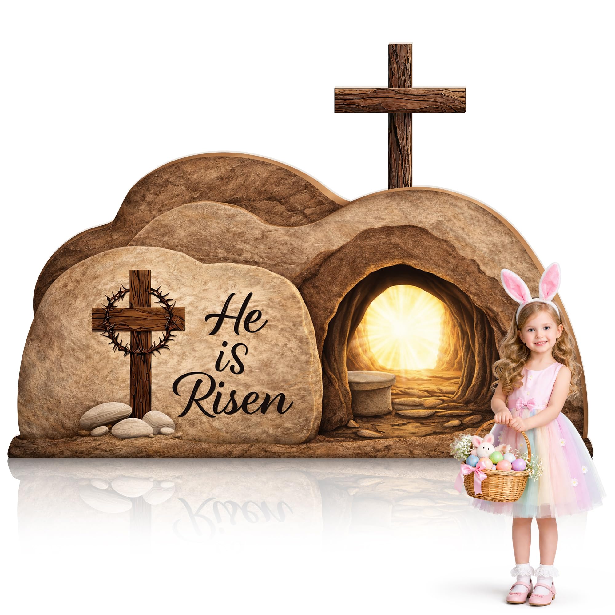 LFUTARI Easter empty tomb stand, 48 by 25 inches, dramatic church stage backdrop