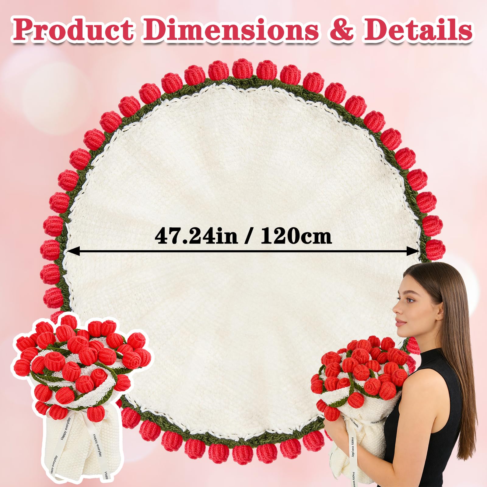 LFZHAN handmade crochet flower bouquet remains stunning without water or upkeep.