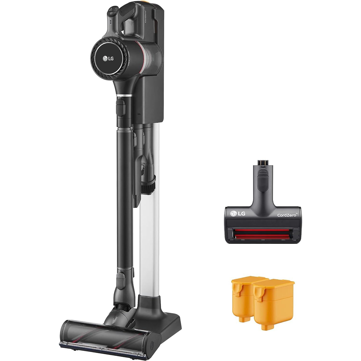 LG CordZero matte black vacuum unit shows strong suction for quick cleans