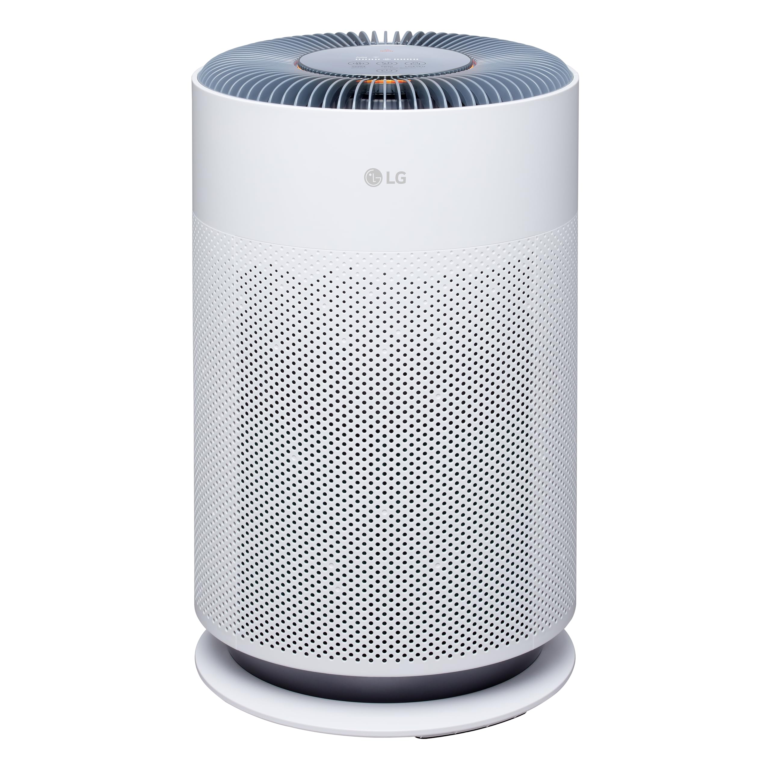 LG PuriCare 360 front view highlighting 360° filtration for cleaner whole-room air.