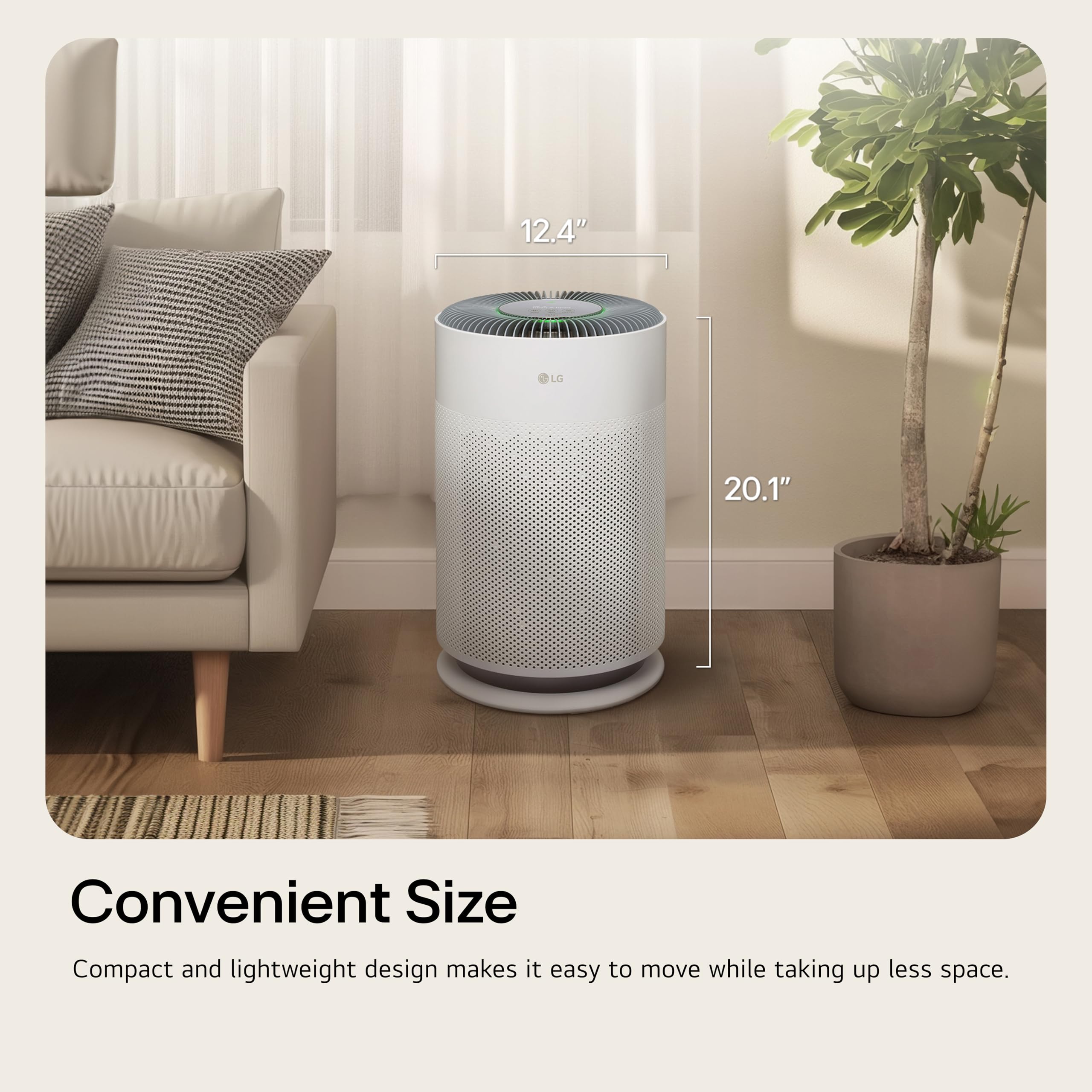 LG PuriCare 360 PM1.0 sensor detects microscopic particles in real time.