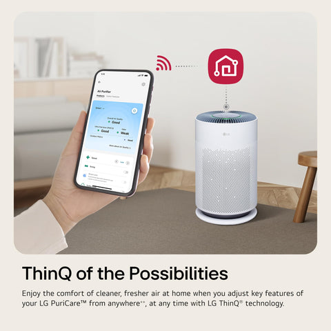 LG PuriCare 360 smart indicator shows real-time air quality levels.