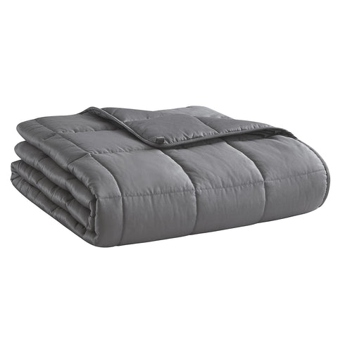 L'AGRATY weighted blanket in dark grey, all-season design for cozy comfort.